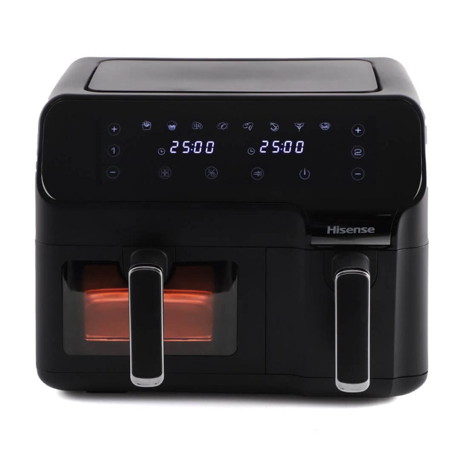 Hisense 8.6L Dual Airfryer H09AFBK2S5 with dual baskets and digital touchscreen
